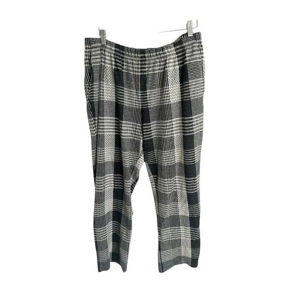 Lands End Knit Pull On Pants Womens Plus Size 1X Black Plaid Stretch Academic - Picture 1 of 7